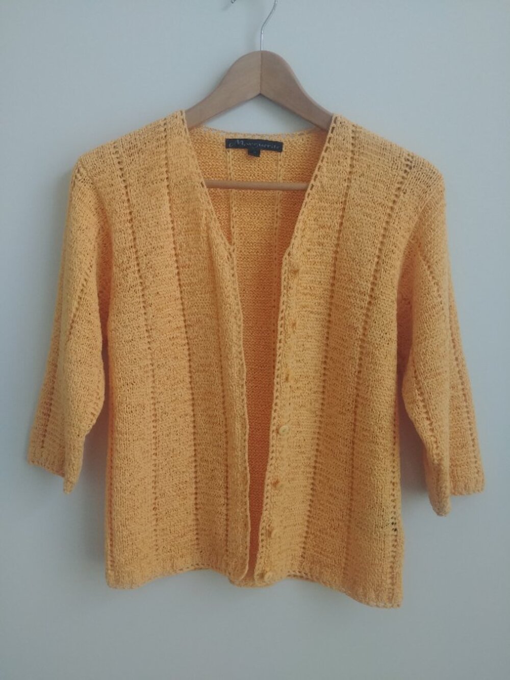 Vintage Marguerite Hong Kong Small cotton blend loose knit cardigan sweater